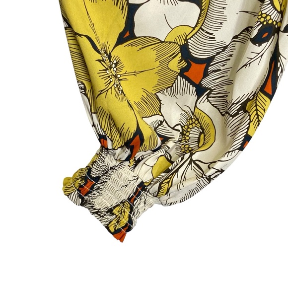 CABI 3954 Sequel Retro Floral Long Sleeve V Neck Blouse Yellow Size XL - Picture 7 of 14